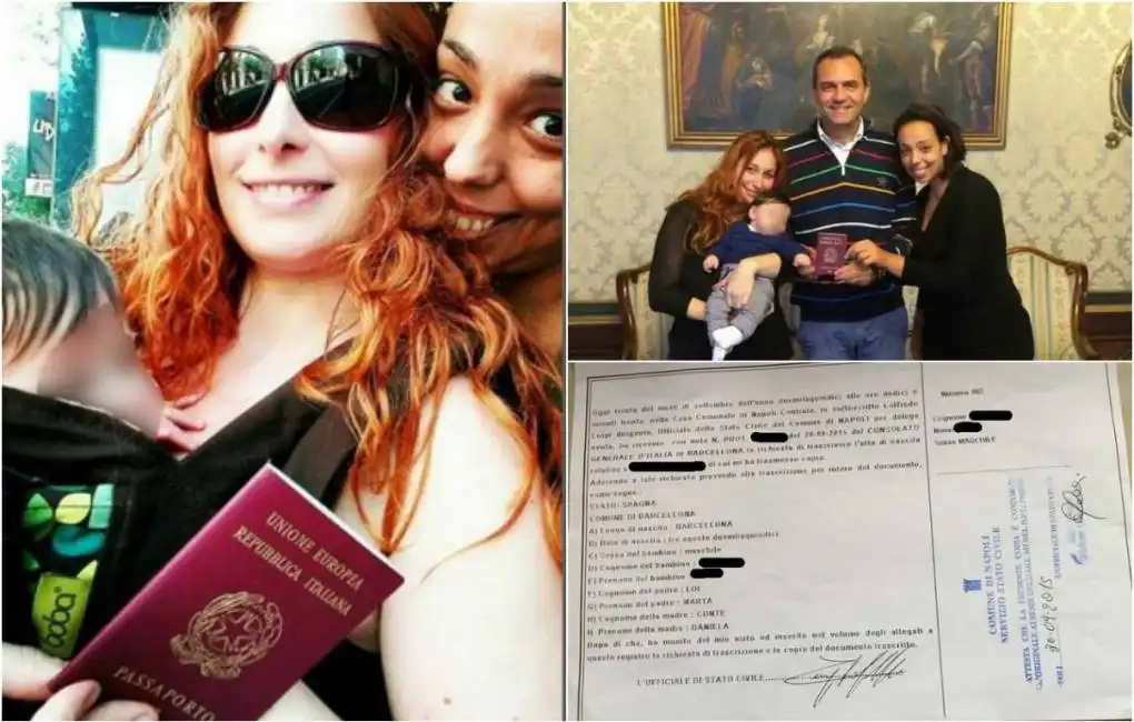 marta loi e daniela conte le due mamme che hanno ottenuto la registrazione dell atto di nascita di un bimbo - con de magistris