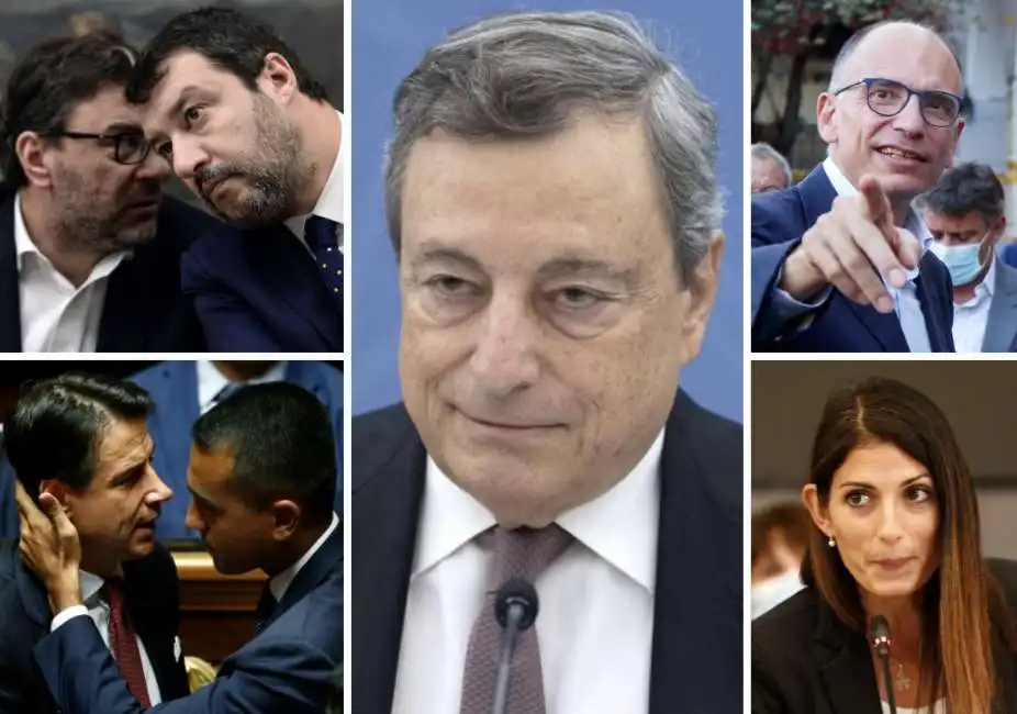 giancarlo giorgetti matteo salvini mario draghi enrico letta virginia raggi