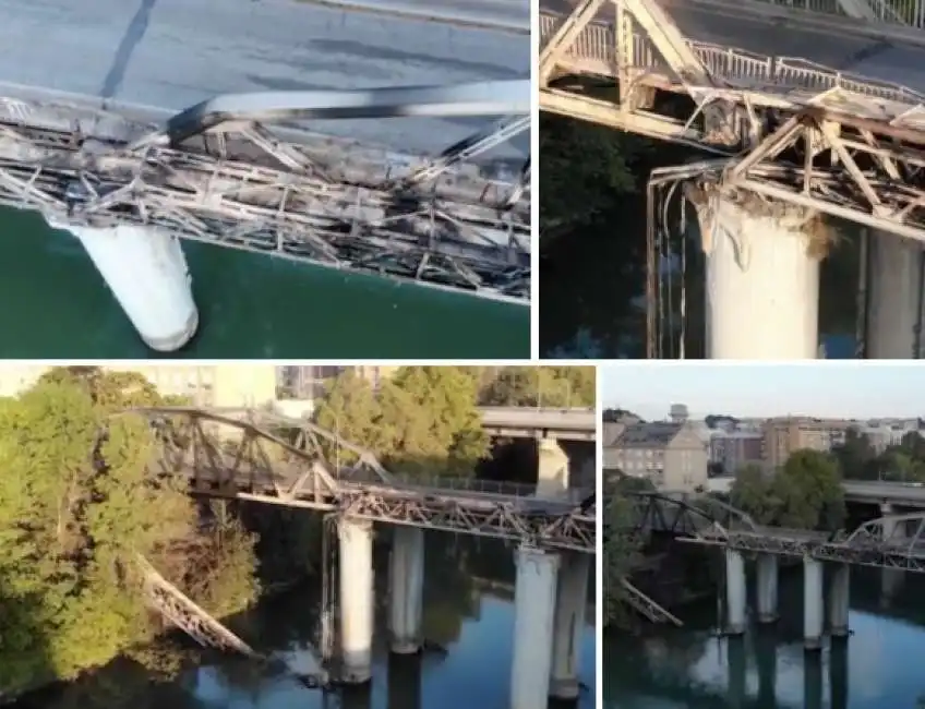 incendio ponte di ferro roma ostiense ponte dell'industria 