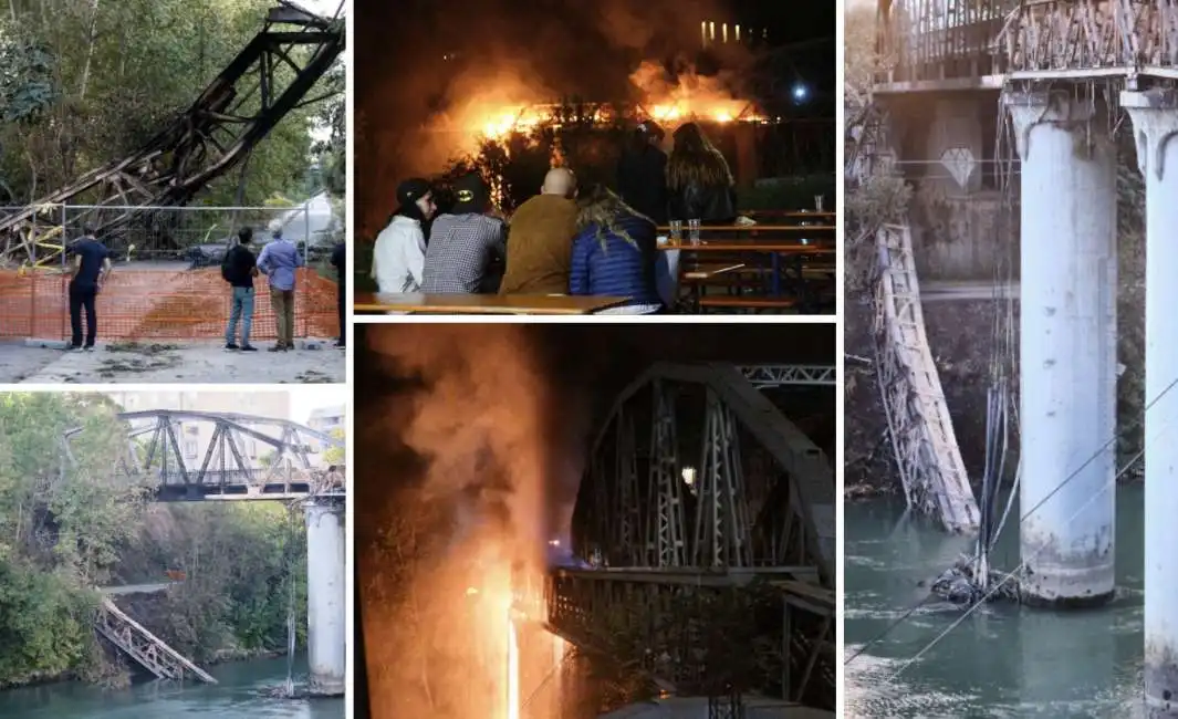 roma ostiense ponte di ferro ponte dell'industria incendio