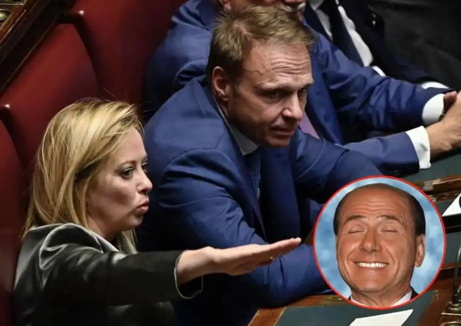 giorgia meloni francesco lollobrigida silvio berlusconi 