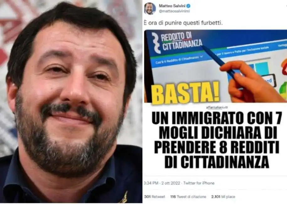 matteo salvini bufala reddito di cittadinanza