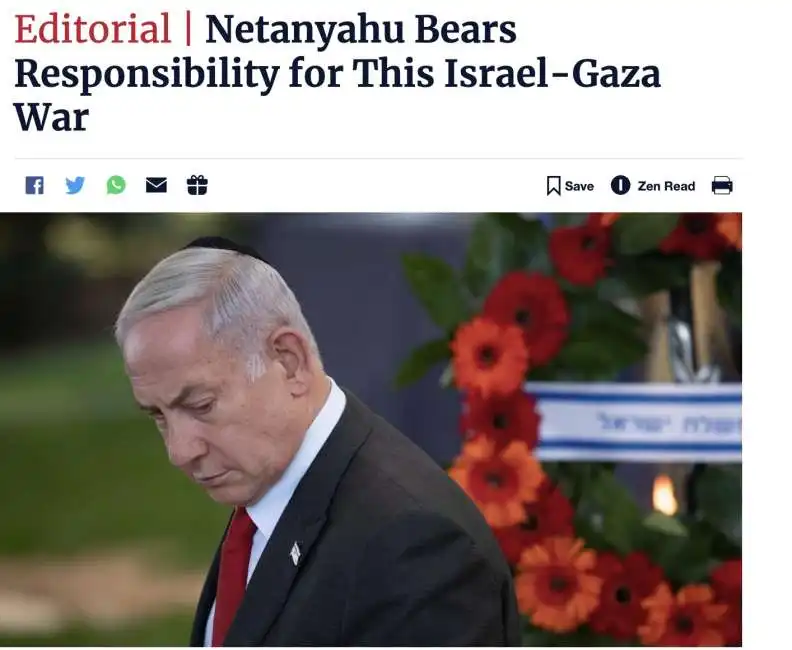 editoriale di haaretz contro benjamin netanyahu 