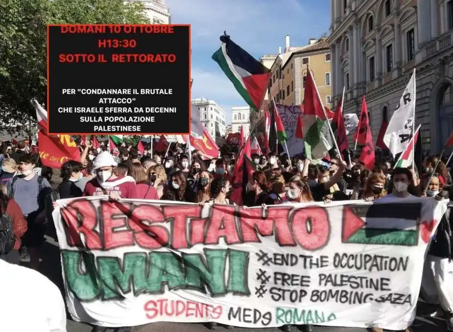 israele hamas manifestazione roma studenti la sapienza