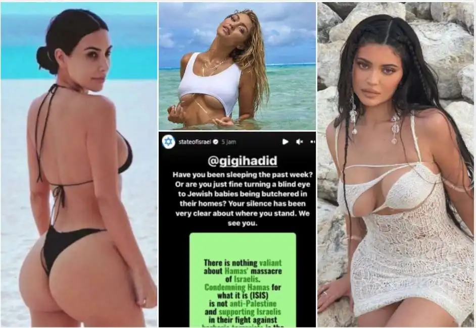 kim kardashian gigi hadid kylie jenner post guerra israele 