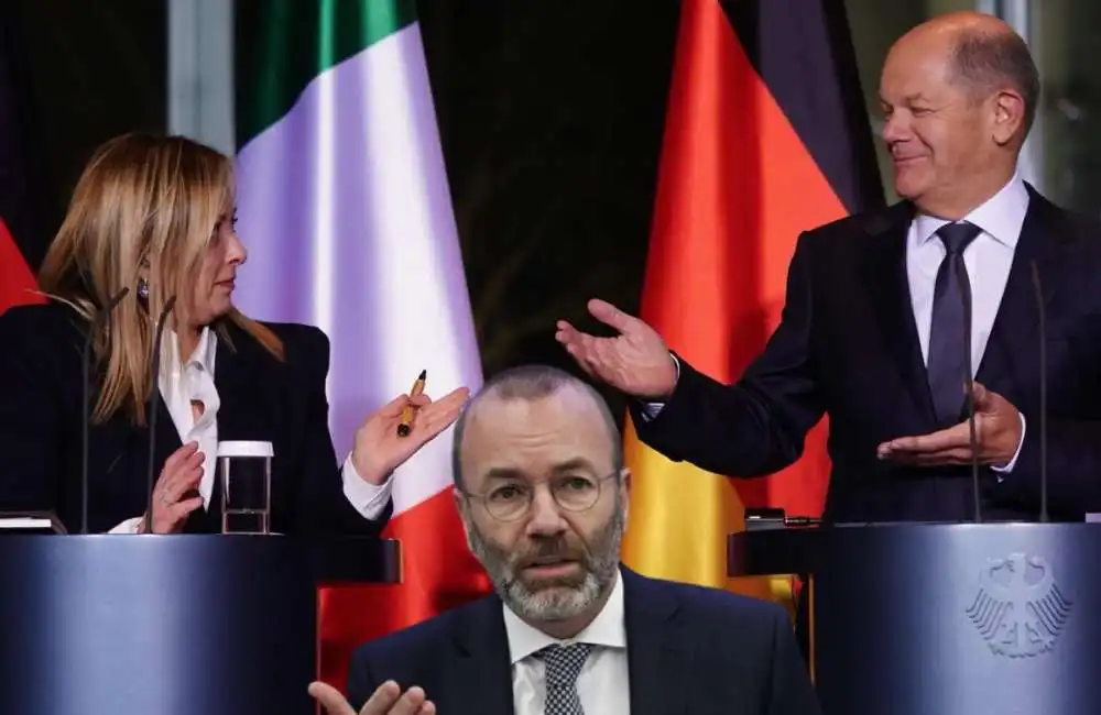 manfred weber olaf scholz giorgia meloni