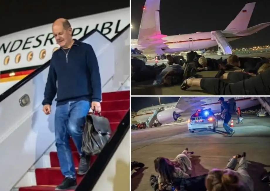 olaf scholz allarme aereo tel aviv israele