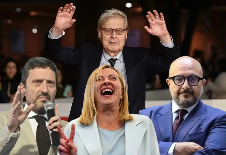 vittorio sgarbi giorgia meloni gennaro sangiuliano pietrangelo buttafuoco 