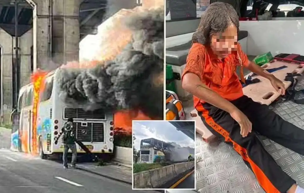 bus di studenti prende fuoco a pathum thani in thailandia - 2