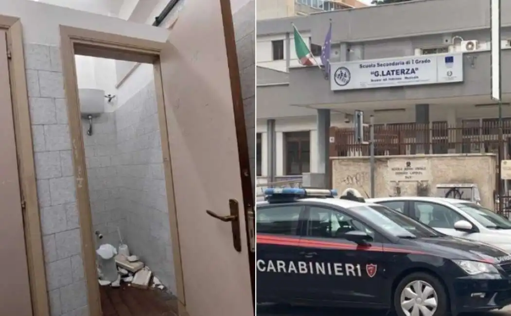 pezzo di soffitto crollato nell istituto laterza di bari