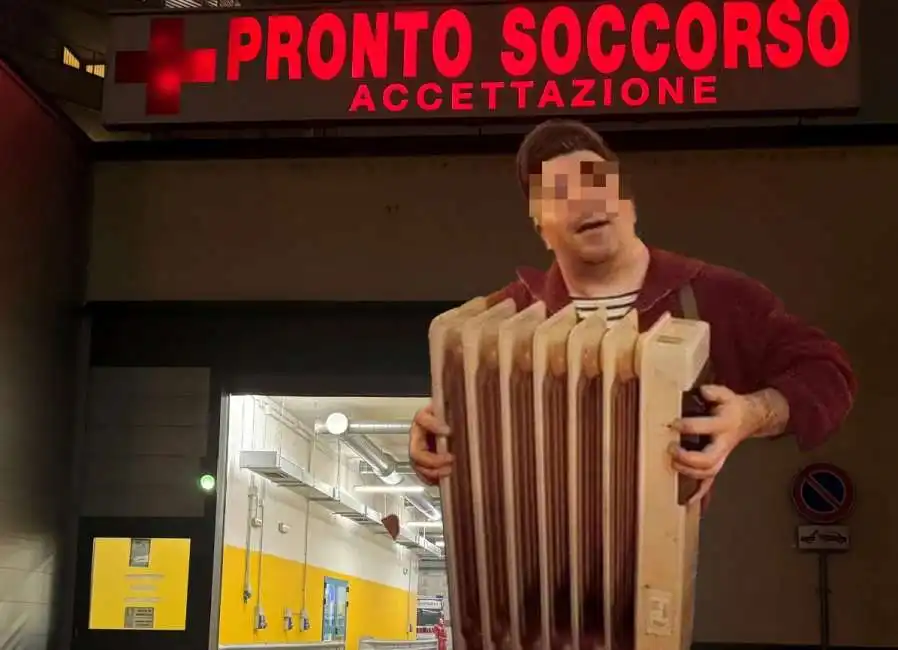 uomo stacca termosifone al pronto soccorso