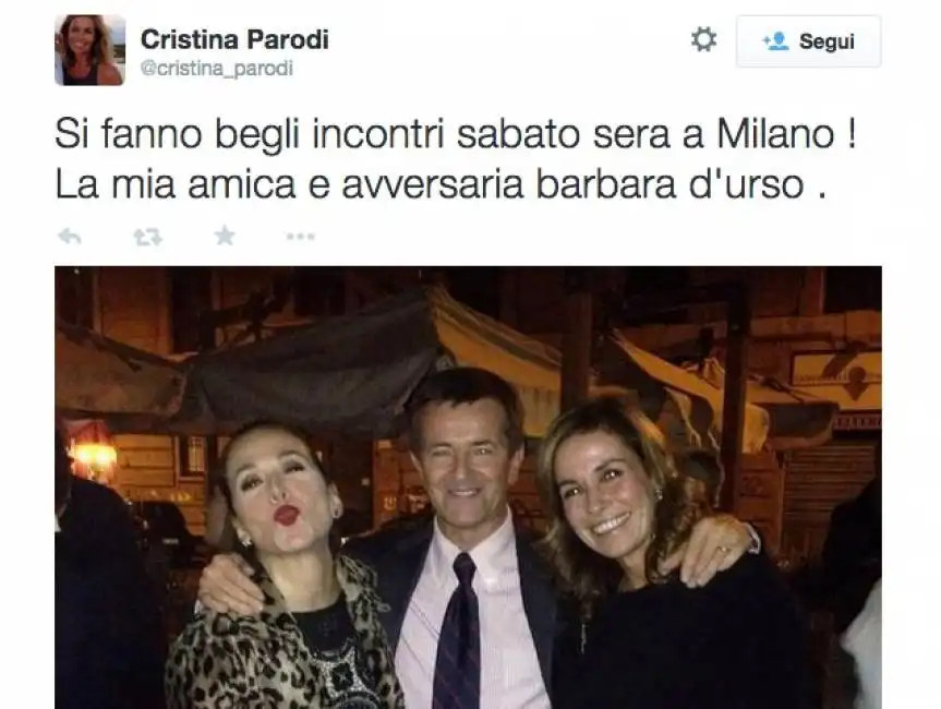 barbara d'urso cristina parodi e giorgio gori