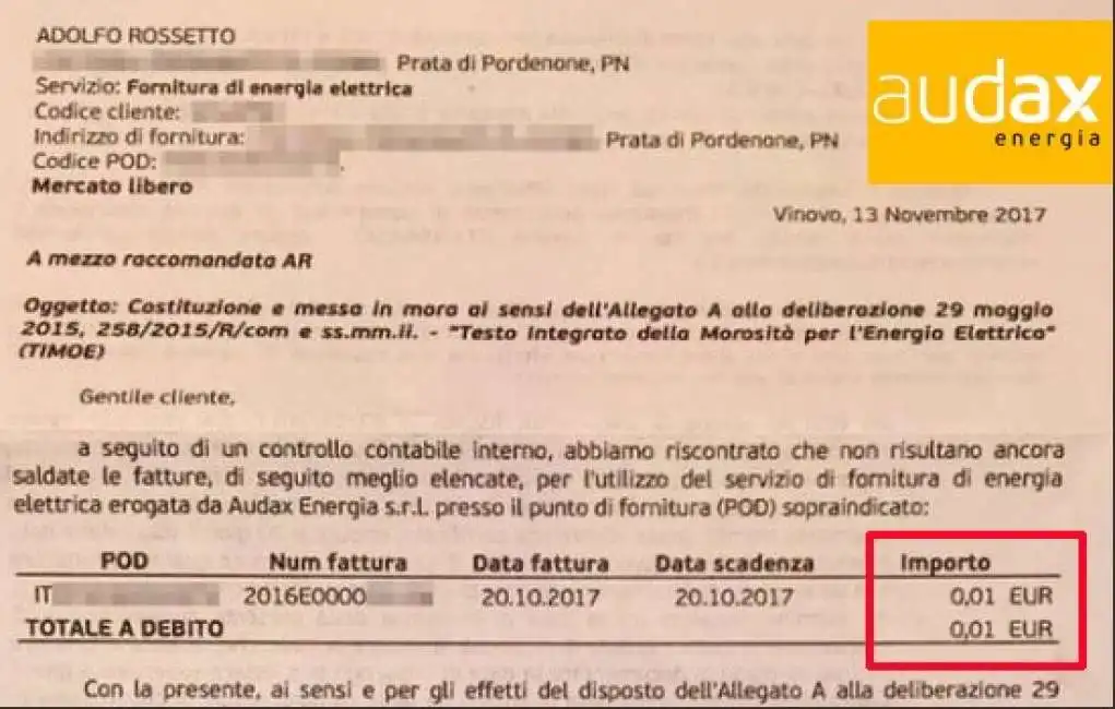 audax energia e l ingiunzione per un centesimo 