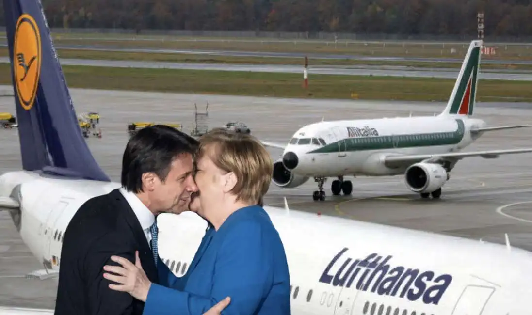 giuseppe conte angela merkel lufthansa alitalia