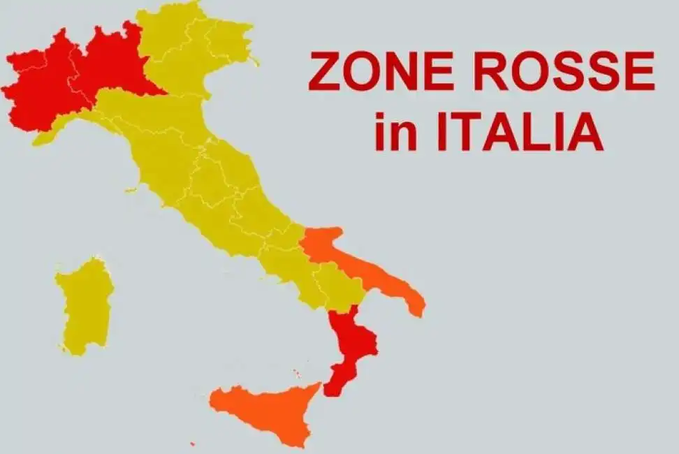 zone rosse arancione italia mappa regioni coronavirus