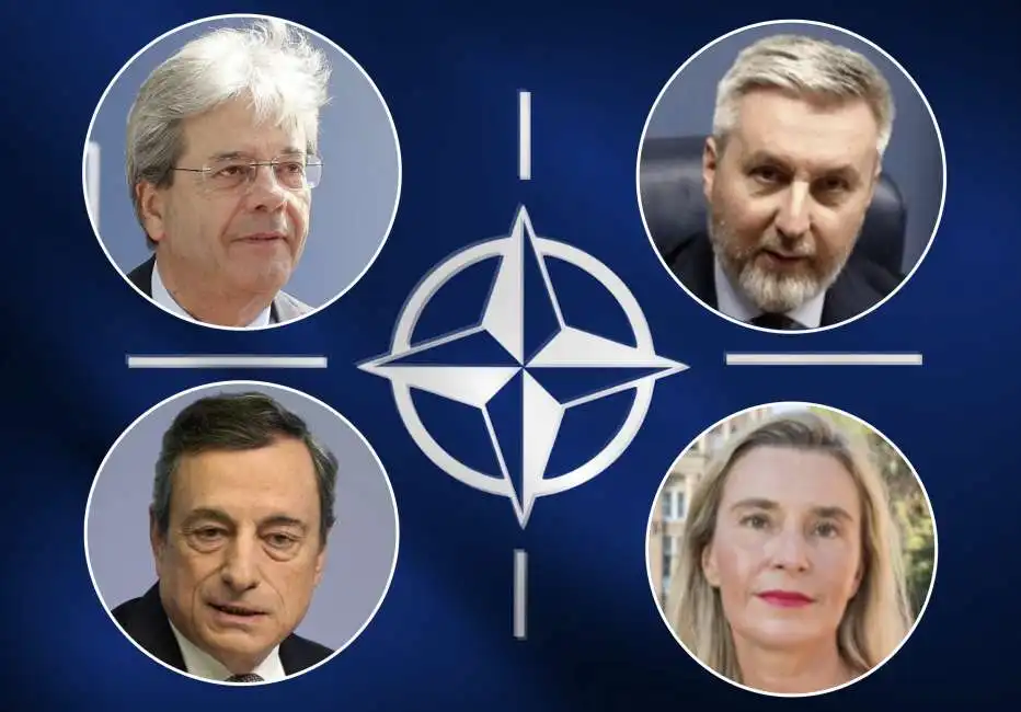 nato paolo gentiloni piero fassino federica mogherini lorenzo guerini mario draghi 