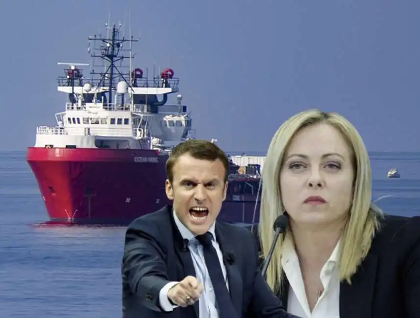 emmanuel macron giorgia meloni ocean viking 