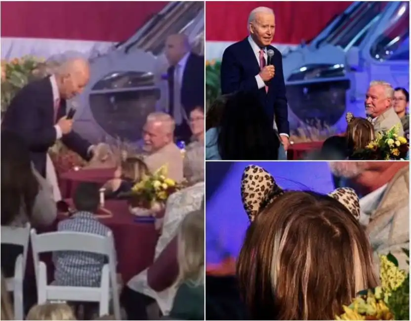 joe biden tocca le finte orecchie di una bambina