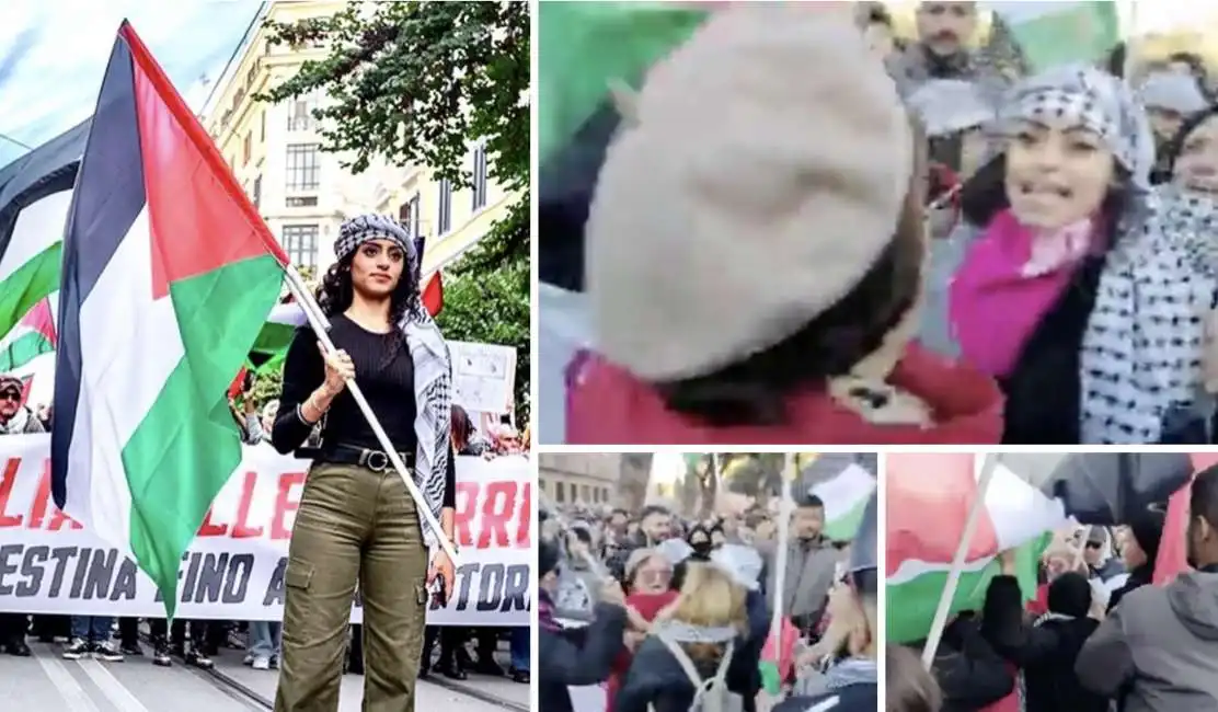 maya issa signora strattonata dai filo-palestinesi alla manifestazione contro la violenza sulle donne - 2