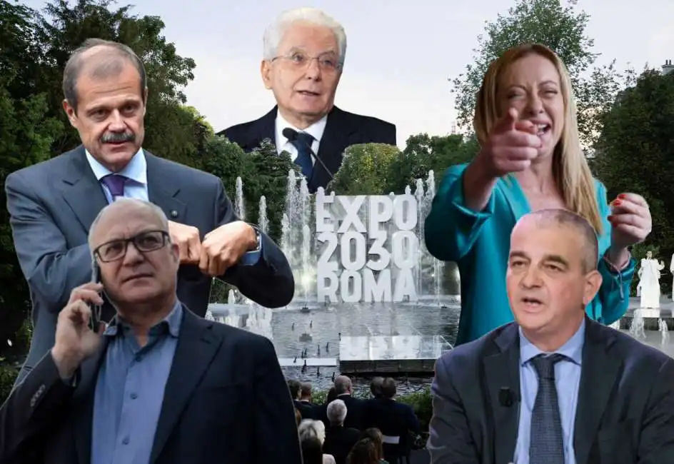 roberto gualtieri giampiero massolo sergio mattarella giorgia meloni giovanbattista fazzolari expo 2030 roma