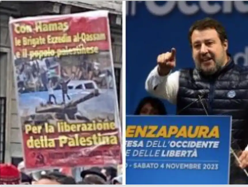 salvini manifestanti corteo pro palestina