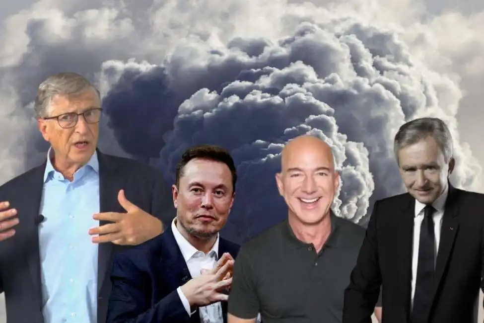 smog inquinamento emissioni miliardari elon musk bill gates bernard arnault jeff bezos