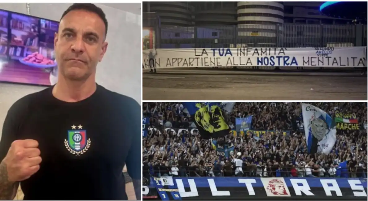 andrea beretta striscione tifosi inter 