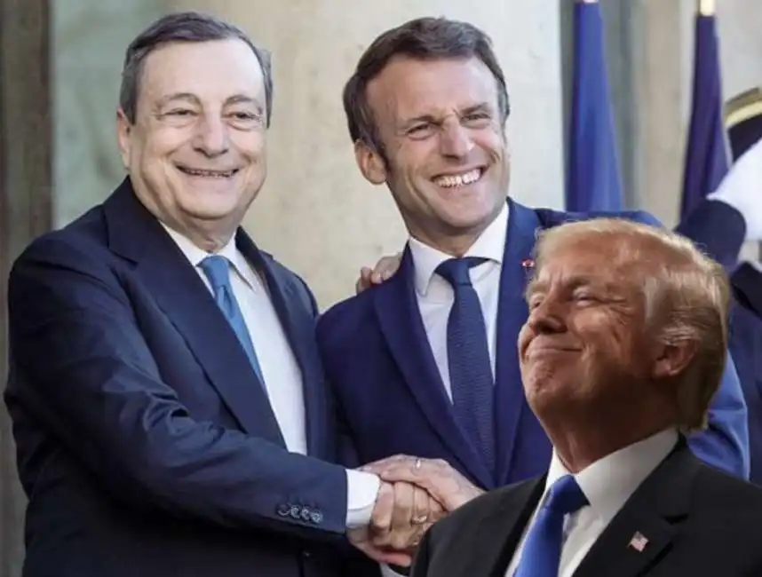 mario draghi emmanuel macron donald trump 