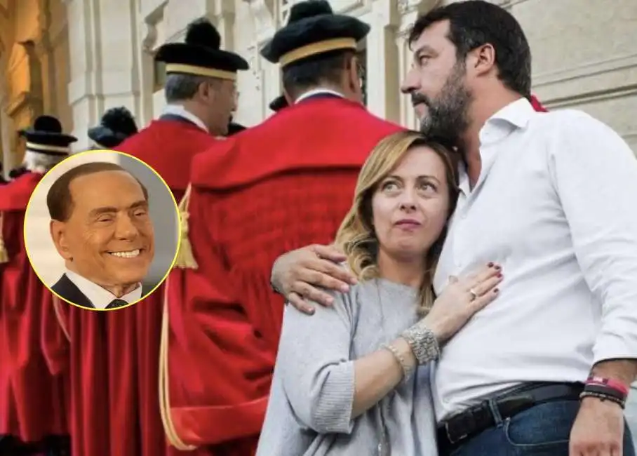 silvio berlusconi - giorgia meloni - matteo salvini - toghe - giudici - giustizia