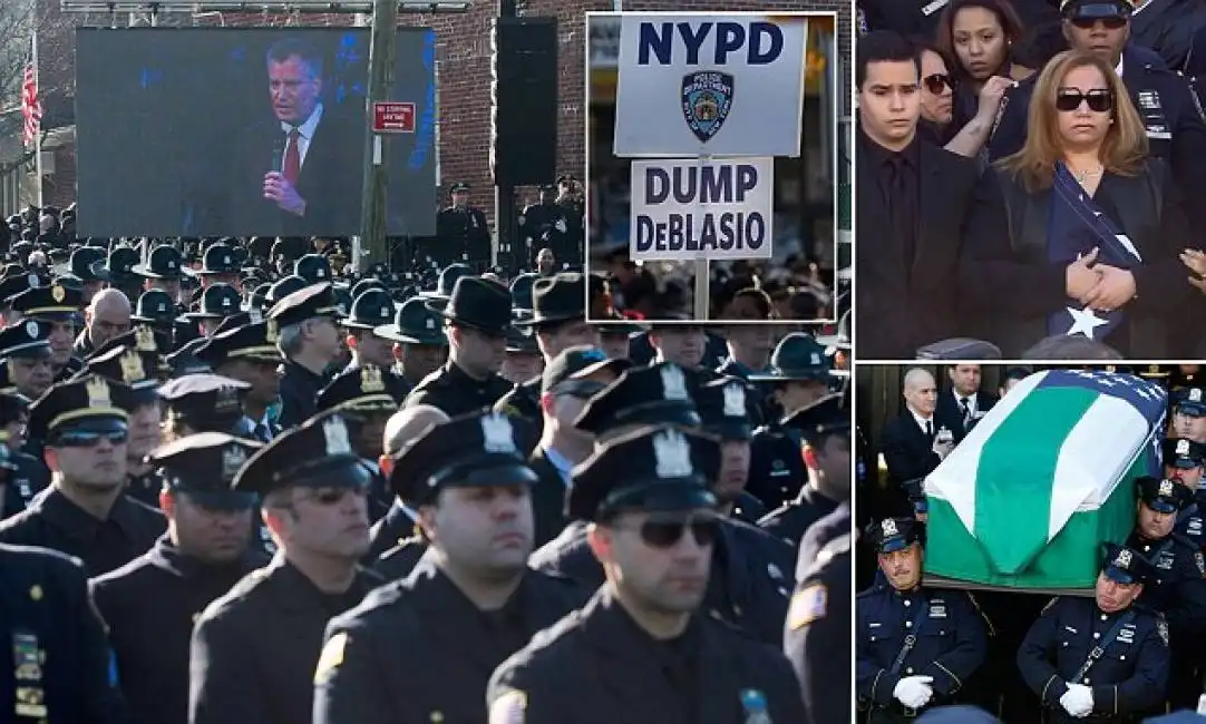 poliziotti di new york voltano le spalle a de blasio