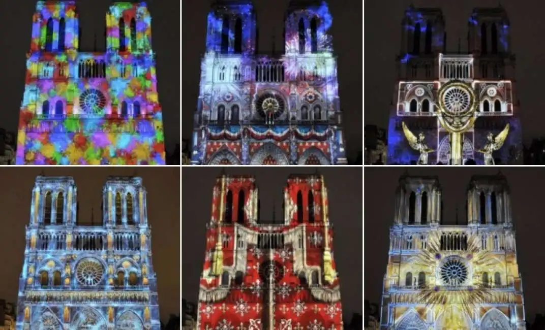 giochi di luce sulla cattedrale di notre dame