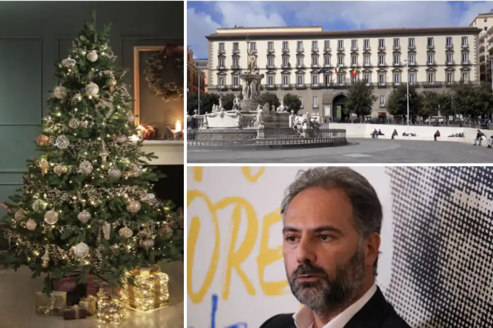 albero di natale rubato palazzo comunale di napoli