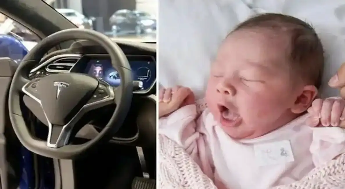 bambino nasce in auto tesla 