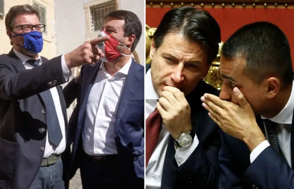 giancarlo giorgetti matteo salvini luigi di maio giuseppe conte