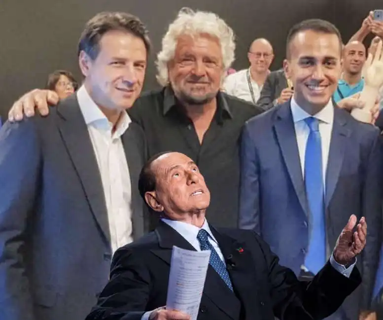 giuseppe conte luigi di maio beppe grillo silvio berlusconi 