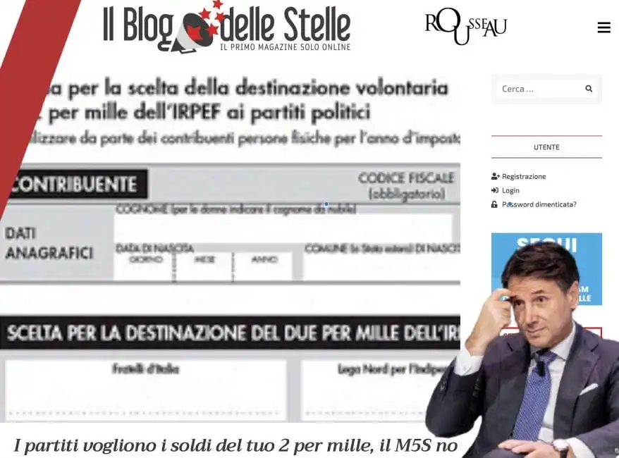 giuseppe conte m5s movimento 5 stelle due per mille 2xmille