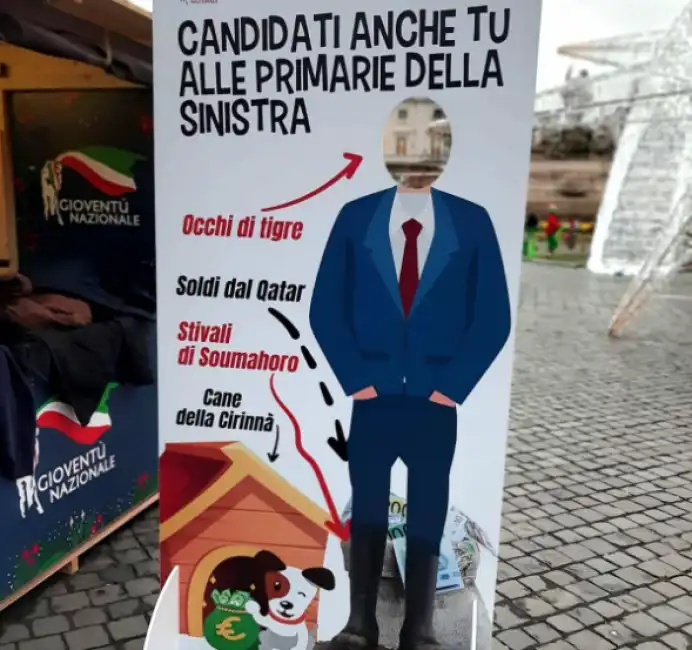 festa fratelli d'italia manichino candidato pd