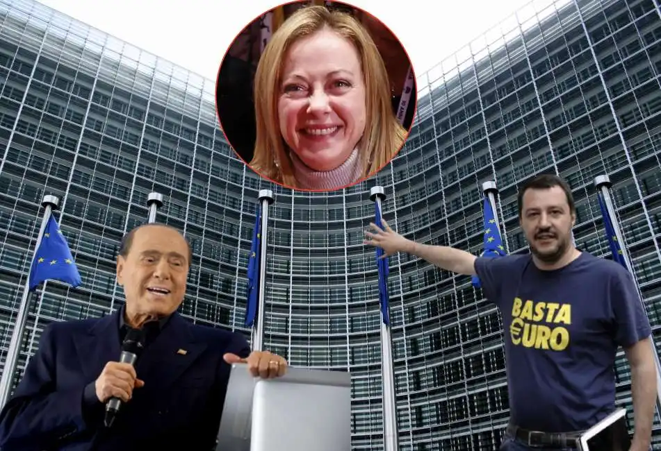 silvio berlusconi giorgia meloni matteo salvini euro europa ue