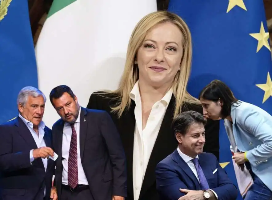 antonio tajani matteo salvini giorgia meloni elly schlein giuseppe conte 