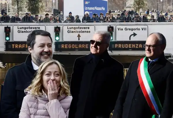 piazza pia roma matteo salvini giorgia meloni alfredo mantovano roberto gualtieri 