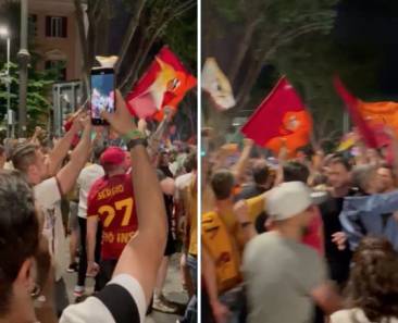 festeggiamenti a roma per la vittoria della conference league 