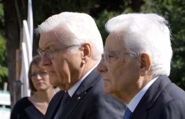 steinmeier e mattarella depone una corona a marzabotto - video lapresse