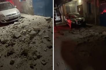 terremoto napoli - campi flegrei - calcinacci caduti e gente per strada